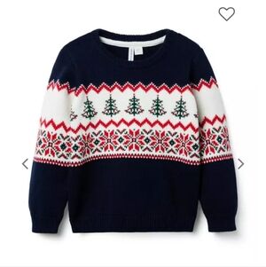 Navy Holiday Knit Sweater with Christmas Tree Pattern